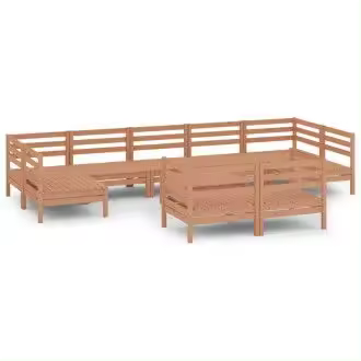 VIDAXL set de muebles para exterior de 9 piezas fabricado en madera de pino maciza con acabado en marrón miel vida xl - 1