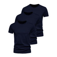 3Pcs Camiseta De Hombre Estilo Slim Fit Cuello Redondo Diseño De Moda Sólida Manga Corta Transpirable Y Secado Rápido Para Uso Diario Verano - details 5