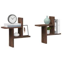 vidaXL Estantes pared 2 uds madera ingeniería 38x12x38cm en color Gris hormigón/Negro/Madera antigua y más | práctico organizador multiusos diseño compacto funcional - details 6