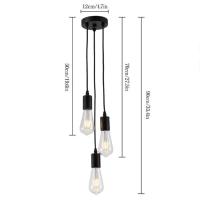 Lámpara Colgante De Techo Moderna Vintage Con 3 Cabezas E27 De Hierro Para Iluminación De Cocina Comedor Dormitorio Estilo Vintage Decorativo - details 0