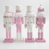 Figura de Cascanueces de Madera Rosa de 30 cm con Pelo Blanco y Diamantes de Imitación, Muñeco de Cascanueces, Juguete de Adorno - details 2