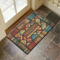 Alfombra De Entrada Decorativa Para Piso De Hogar Con Patrón De Piedra Y Madera Antideslizante Lavable Sencilla Lujo Ligero Para Baño Y Cocina - details 8