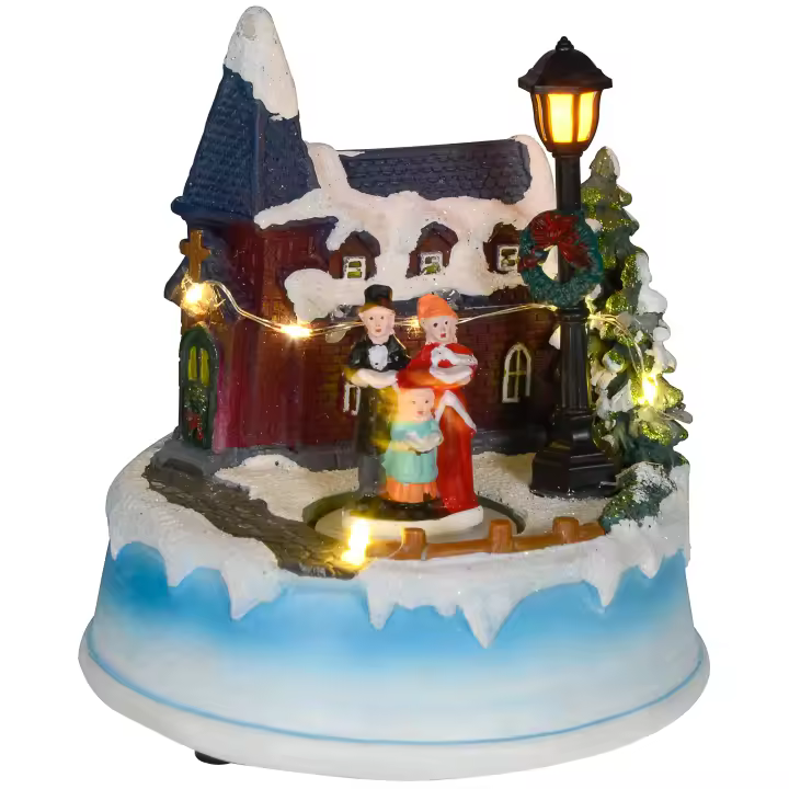 HOMCOM Pueblo Navideño con Luces LED Escena Navideña con Coro Giratorio Música para Decoración Navidad en Salón Dormitorio Multicolor - 1
