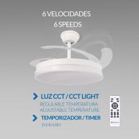 Ventilador de Techo Led White Olga 107 Cm LM8831 , Lampara ventilador de techo espartano con aspas retractiles transparentes plegables motor DC silencioso - details 3