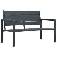 vidaXL Banco de jardín HDPE negroo aspecto madera 120 cm en color Negro/Gris/Blanco - details 1