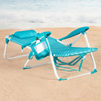 Aktive - Silla de playa plegable, 4 posiciones, 48x58x76 cm, aluminio y poliéster, soporta 110 kg, topes antivuelco, incluye cojín acolchado, bolsillo lateral y trasero, transporte tipo mochila, silla reclinable de playa, respaldo reclinable - details 4