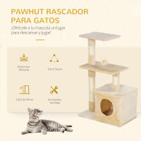 PawHut Árbol Rascador para Gatos Centro de Múltiples Actividades de Mascotas con Postes Sisal Plataformas Caja Bola Colgante Estilo Elegante 50x30x81,5 cm - details 3