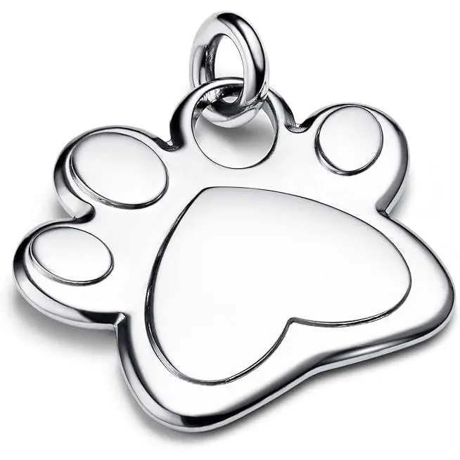 PANDORA Moments 312268C00 - Colgante de acero inoxidable con diseño de huella de perro para mascotas, talla única, Acero inoxidable，Incluye Caja Original - 1