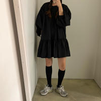 Vestido A-Line Vintage De REALEFT Para Mujer Con Manga Puff Cuello O High Waist Casual Patchwork Estilo Vintage Mini - details 10