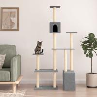 vidaXL Rascador para Gatos con Postes Árbol Torre de Escalada Sisal Color Crema,  Gris claro,  Gris oscuro y mas - details 1
