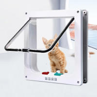 Puerta Para Gatos Con Cerradura De Seguridad En 4 Direcciones ABS Plástico Puerta De Seguridad Para Perros Y Gatos Pequeños Kit De Puerta Para Mascotas - details 0