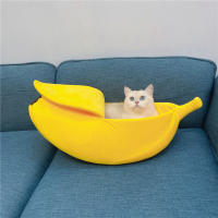 Cama De Gato En Forma De Plátano Cómoda Y Caliente Para Invierno Almohadilla Suave Para Perro Y Gato Juguete De Dormir Divertido Accesorios Para Mascotas Color Amarillo - details 6