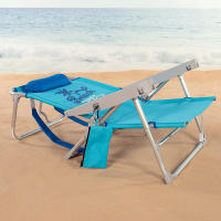 Aktive - Silla de playa plegable con respaldo reclinable 4 posiciones, 53x58x28/80 cm, fabricada de aluminio y textileno, con cojín, bolsillo extraíble, mochila y topes antivuelco, máx. 110 kg, sillas de playa, sillas plegables, accesorios verano - details 2