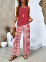 Conjunto De Chifón Para Mujer Sin Mangas Y Pantalones Estampado De Moda Verano Suave Y Cómodo Tejido Ligero Y Transpirable - details 6
