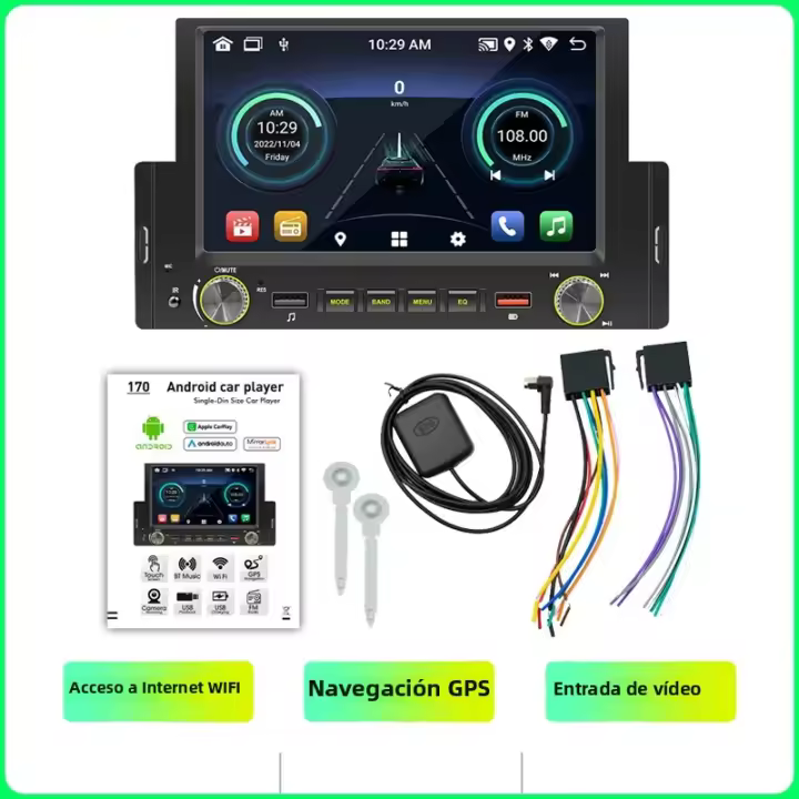 Receptor De Estéreo Para Coche BQCC 6.2 Pulgadas Radio Multimedia Con Conexión Para CarPlay Android AUTO Interfaz USB Soporte a 2G RAM Y 32G ROM Pantalla Táctil - 1