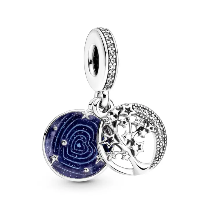 Pandora Moments Charm Colgante Doble en plata de ley Árbol & Luna de la galaxia 799645C01 , para Mujer - 1