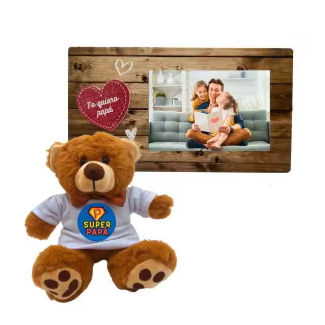 Peluchilandia - Regalo Personalizado Dia del Padre - Marco y Osito - 1