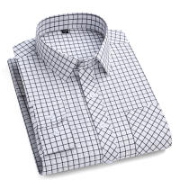 Camisa a Cuadros De Algodón Puro 100% Para Hombres Cuello En V Manga Larga Estilo Casual Comodidad Oficina Trabajo Formal - details 2