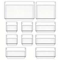Juego De 10 Organizadores De Cajones Versátiles - Tazas Y Divisores De Plástico Transparente En 4 Tamaños Para Almacenamiento Perfecto De Maquillaje Y Cocina - details 2
