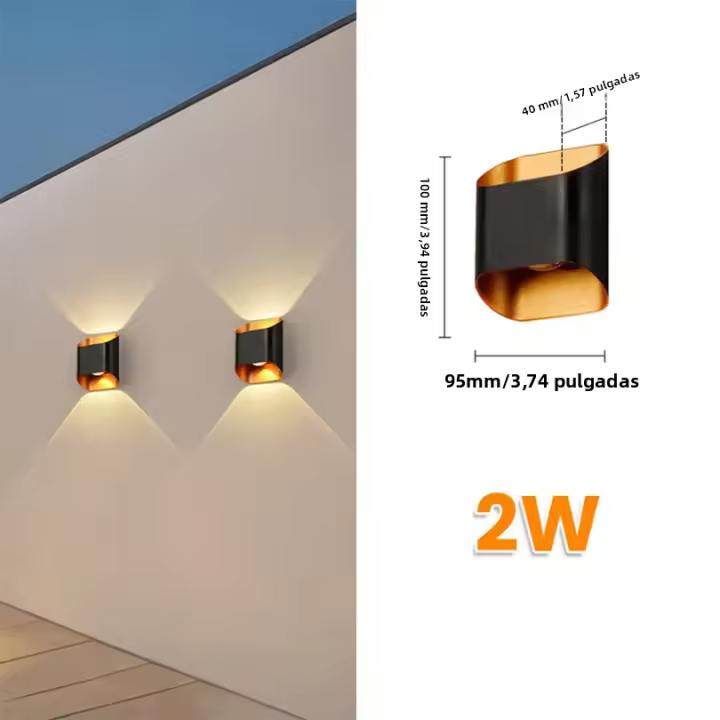 Lámpara De Pared LED De Aluminio Impermeable IP55 Para Interior Y Exterior Iluminación Para Jardín Dormitorio Sala De Estar Decoración De Habitación Y Pasillo - 1