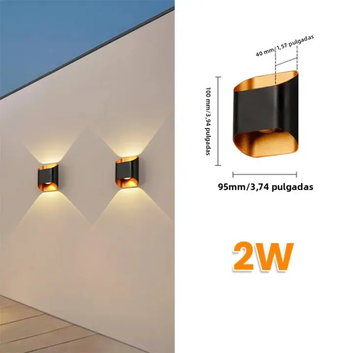 Lámpara De Pared LED De Aluminio Impermeable IP55 Para Interior Y Exterior Iluminación Para Jardín Dormitorio Sala De Estar Decoración De Habitación Y Pasillo - 1