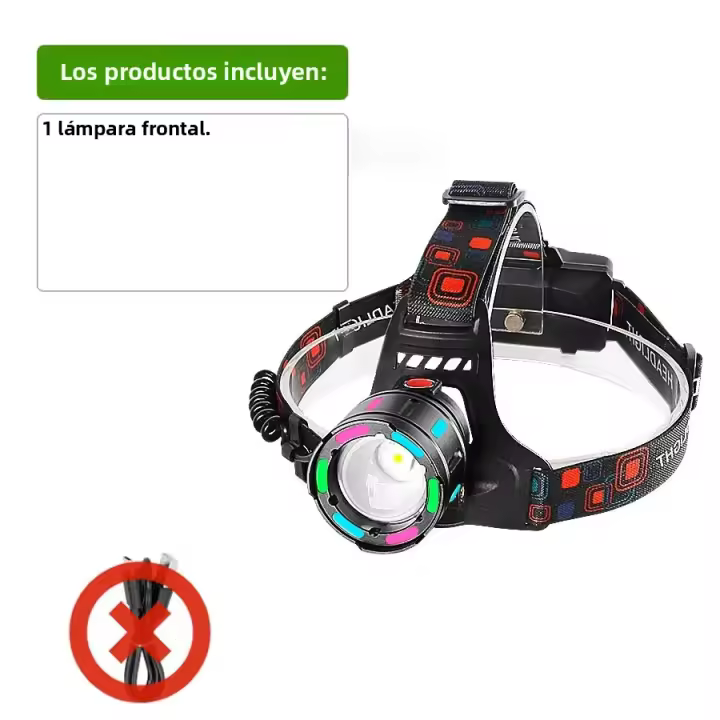 Linterna Frontal LED Potente 20000000LM Recargable Con Luz Fluorescente Para Pesca Y Actividades Al Aire Libre Resistente Al Agua - 1