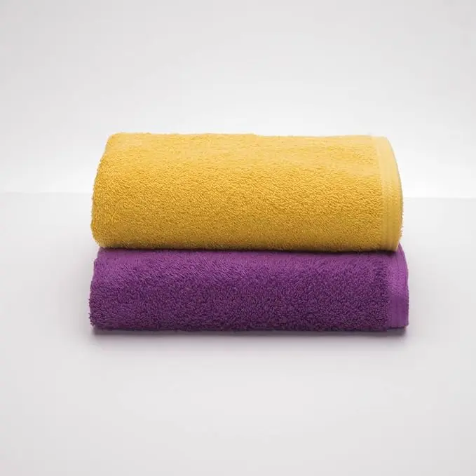 Sancarlos - Juego de 2 Toallas Ocean Duo de Ducha, Color Mostaza y Morado, 100% Algodón, 550gr/m2 - 1