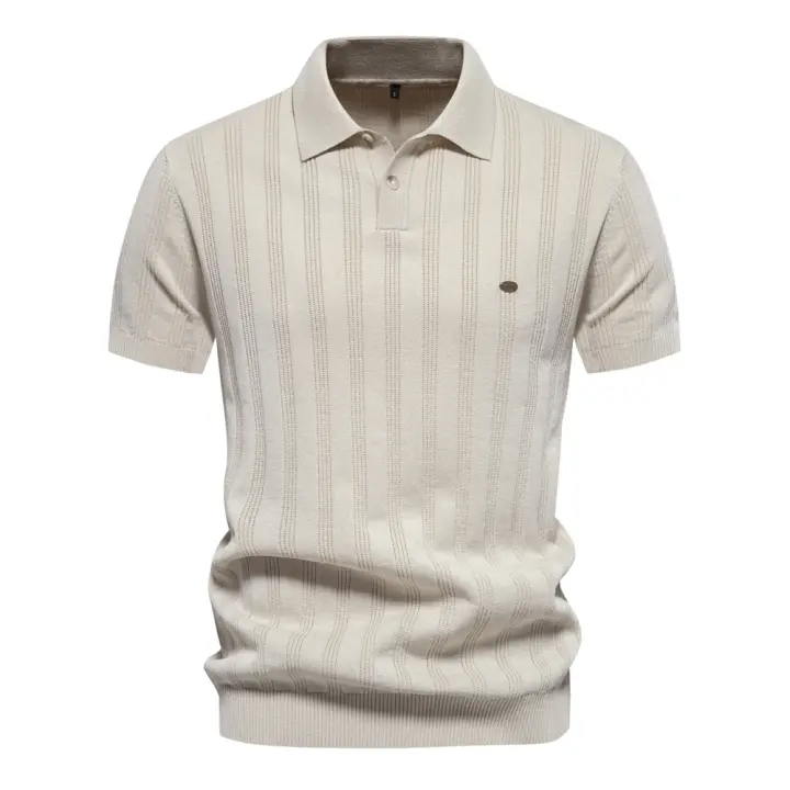 2024 Primavera y novedad de verano, suéter Polo de lana de talla europea para hombres, camiseta informal con solapa de manga corta para hombres, top - 1