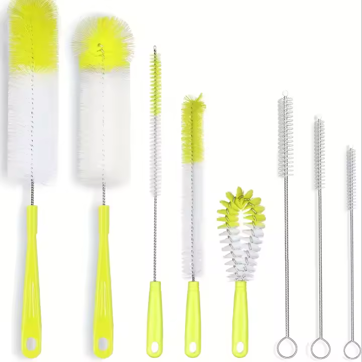 Cepillo De Paja 8pcs Para Limpieza De Cocina Multipropósito Eliminación De Manchas De Té Sin Esquinas Muertas Para Botella De Agua Y Vaso De Té - 1