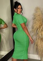 Vestido De Crochet Para Mujer De Corte Bodycon Con Manga Regular Y Cuello En V Vestido Fino Y Ajustado De Pierna Para Calle Moda Hipster - details 31