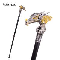 Bastón De Caminar Dragón De Lujo Dorado Y Negro Elegante Decorativo Para Caballeros Cosplay 93cm Punta De Goma Manija Recta Material De Aluminio Y Acero - details 3