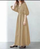 Vestido Largo Recto Casual Para Mujer REALEFT 2023 Con Mangas Lanternas Y Cierre De Encaje Suéter De Algodón Y Poliéster Otoño Primavera - details 7