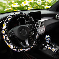 Cubierta De Volante Y Freno De Mano De Tela Con Diseño De Flor Y Red De Araña Sin Anillo Interior 3 Piezas Para Coche - details 7