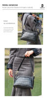 Bolso De Hombro Para Mujer Zency De Cuero Genuino Con Patrón De Flor De Piedra Y Piel De Cocodrilo Vintage Gran Capacidad Bandolera - details 5