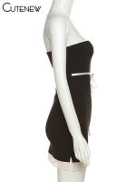 Vestido Mini De Encaje Sólido Negro Para Mujer Verano 2023 Estilo Hipster Sexy Con Pecho Empapado Ajustado Y Cintura Natural Vestimenta De Fiestas Nocturnas - details 2