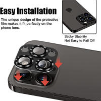 Protector De Lente De Cámara Para iPhone 14 13 pro Max Mini Y 14 plus Vidrio Metálico Transparente Resistente a Arañazos Y Agua Cubierta Completa - details 4