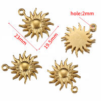 5pcs Encantos Del Sol Vintage En Color Oro Acero Inoxidable Colgante Para Mujeres Hombres Accesorio De Joyería DIY Para Cadena De Collar - details 0