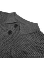 Camisa De Lana Tejida Para Hombre Otoño Invierno Estilo Casual Color Sólido Alta Elasticidad Transpirable Cuello En V Manga Larga Tops - details 8