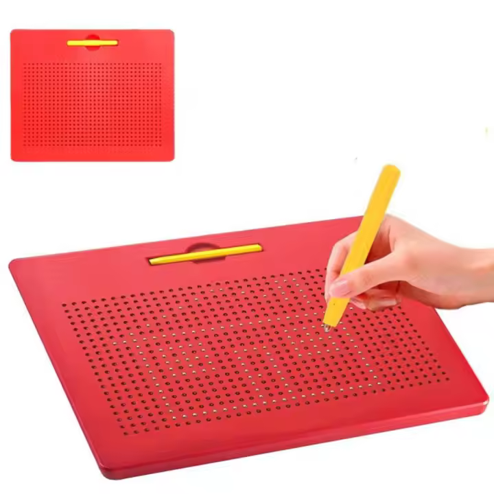 Divertido tablero de escritura de dibujo de bola de acero magnético, bloc de dibujo, tableta, juguetes educativos para niños (grande, rojo) - 1