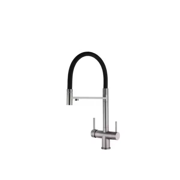VALAZ Manzanares Grifo flexible para cocina con 3 vías y salida de ósmosis integrada color gun metal - 1