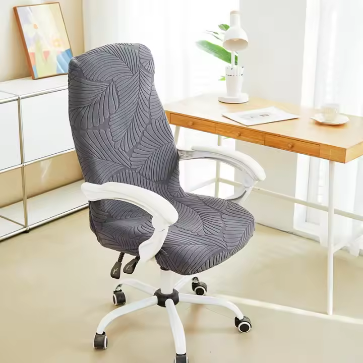 Funda De Silla De Oficina Con Diseño De Hojas Jacquard Anti Suciedad Y Resistente Al Agua Tamaño S M L Para Estudio Y Oficina - 1