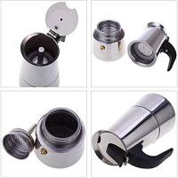Cafetera Italiana en acero inoxidable para espresso 2/4/6/9 TAZAS Compatible con gas, vitrocerámica y estufa eléctrica. Uso doméstico y oficina. Cafetera Moka - details 1