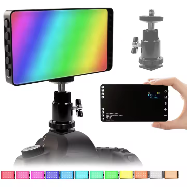 Lámpara de video LED RGB, luz de video regulable con batería de 4000 mAh, 2500 K - 8500 K, mini Luz de fotografía RGB, luz de cámara SLR digital, YouTube, fotografía de video - 1