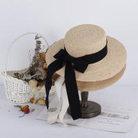 Sombrero De Paja RAFFIA Elegante Para Mujeres Con Gran Ala Sombrero De Verano Para El Sol Sombrero De Golf Sombrero De Paja De Lona - details 0