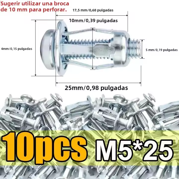 Juego De Tornillos Y Tornillos De Expansión Con Placa De Bloqueo Petal Para Techo Y Pared Material De Acero Galvanizado Tamaños M3 M4 M5 M6 - 1
