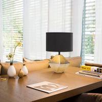 Aigostar Lámpara de Cerámica, casquillo E14, φ220mm. Forma de diamante, Plateado. Lámpara de Mesa o Mesita de Noche, Pantalla de Tela, Lámpara Escritorio Diseño moderno para Estudio, Salón - details 1