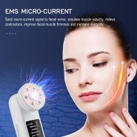 Instrumento de belleza ultrasónico con hielo, 7 modos, EMS, levantamiento y calentamiento, luz de color, vibración, masaje, introducción al instrumento - details 6