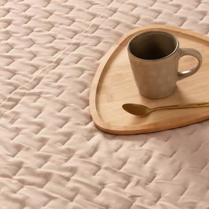 GAMUSI - Colcha jacquard ligera algodón entretiempo primavera verano diseño liso NARA - 1