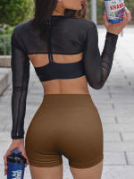 Shorts De Yoga Para Mujer Cintura Alta Levanta Glúteos Sin Costuras Fitness Ejercicio Correr Ciclismo Shorts De Gimnasio - details 14