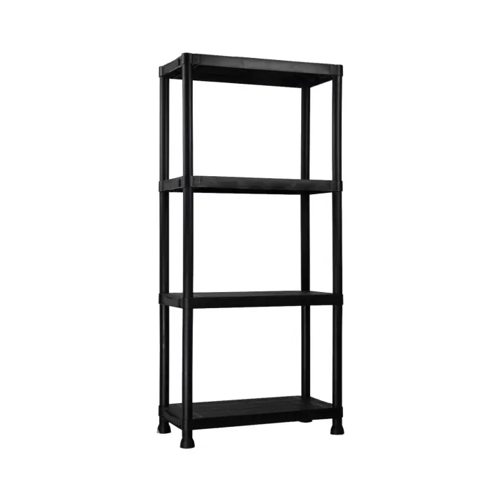 THINIA HOME - Estantería Almacenaje, Polipropileno PP, Multiusos, Hogar, Trastero, Domitorio y Cocina, 4 Baldas, Carga Máxima 100Kg, 61x31x131cm (largo x ancho x alto), Color Negro - 1